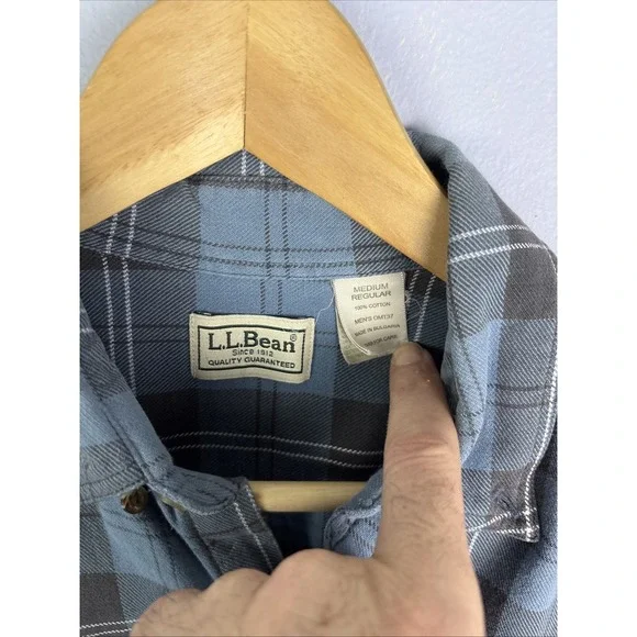 LL Bean Flannel Shirt Traditional Fit Mens Medium Plaid Button Down LOT OF 2 - Picture 10 of 15